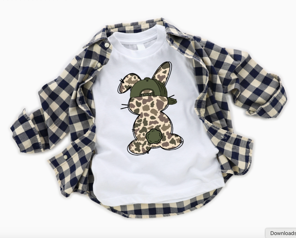 Camo Boys Easter Bunny Tee Shirt