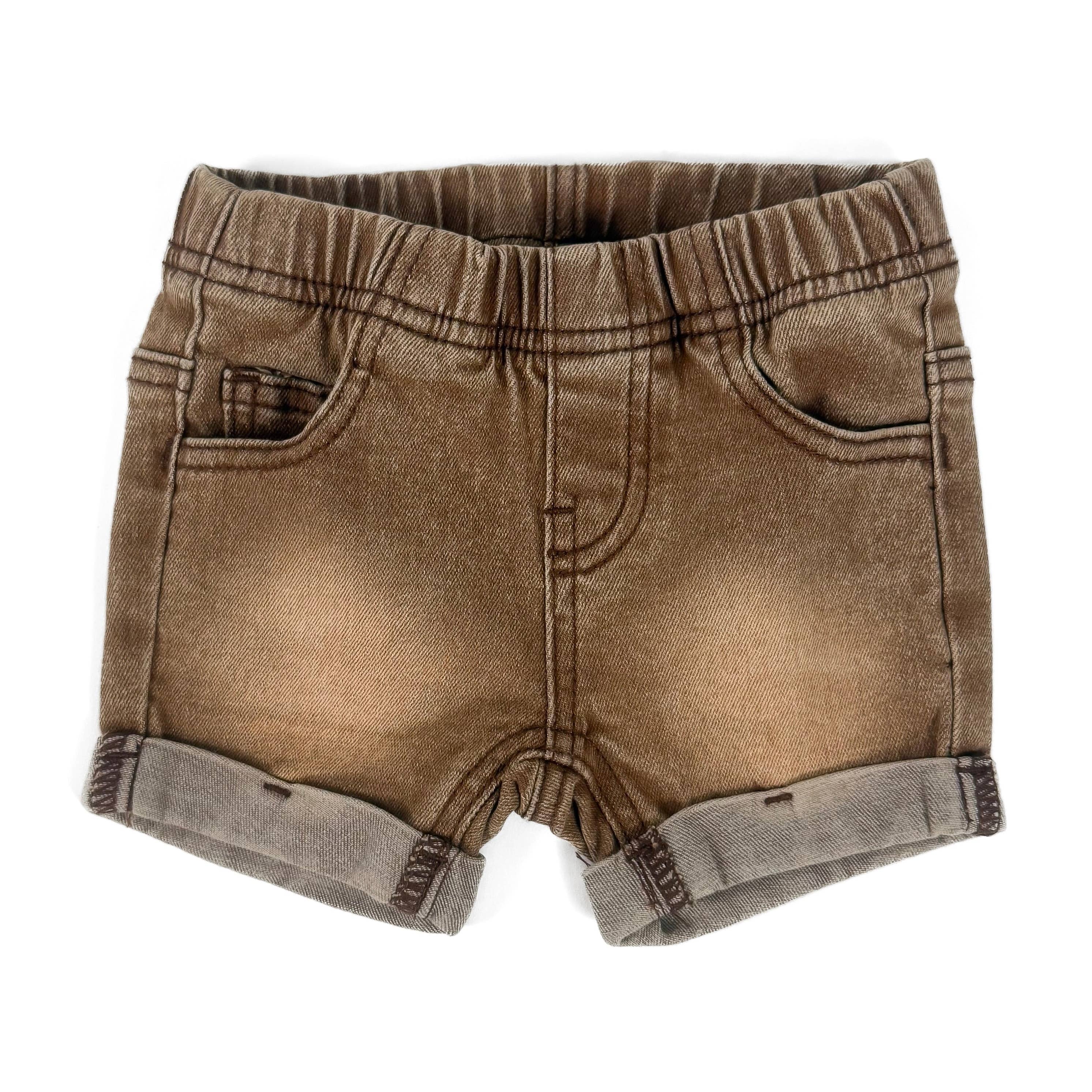 DENIM SHORTS - CAMEL